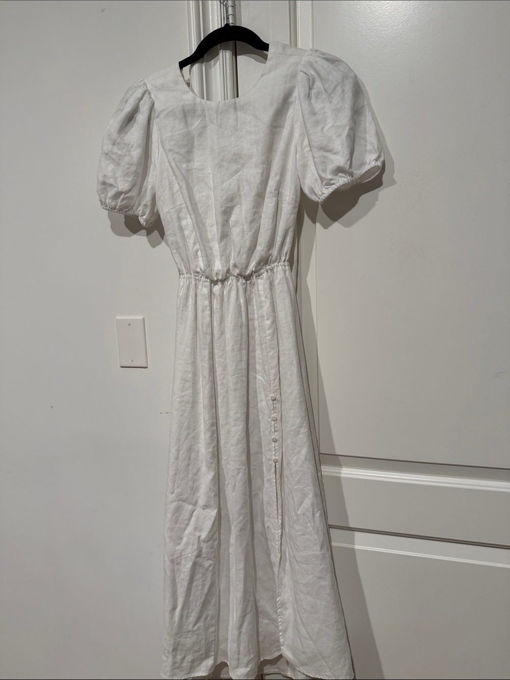 Reformation White Puff-Sleeve Maxi Dress